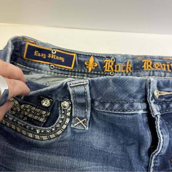 Rock Revival Sherry Easy Skinny Jeans Size 27 – Distressed Embellished Denim - Picture 3 of 9